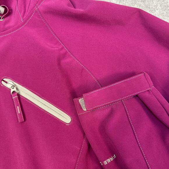 Free Country Jacket WMNS L Fuchsia Pink Zip Up Hooded Lightweight Coat Overcoat - Picture 3 of 9